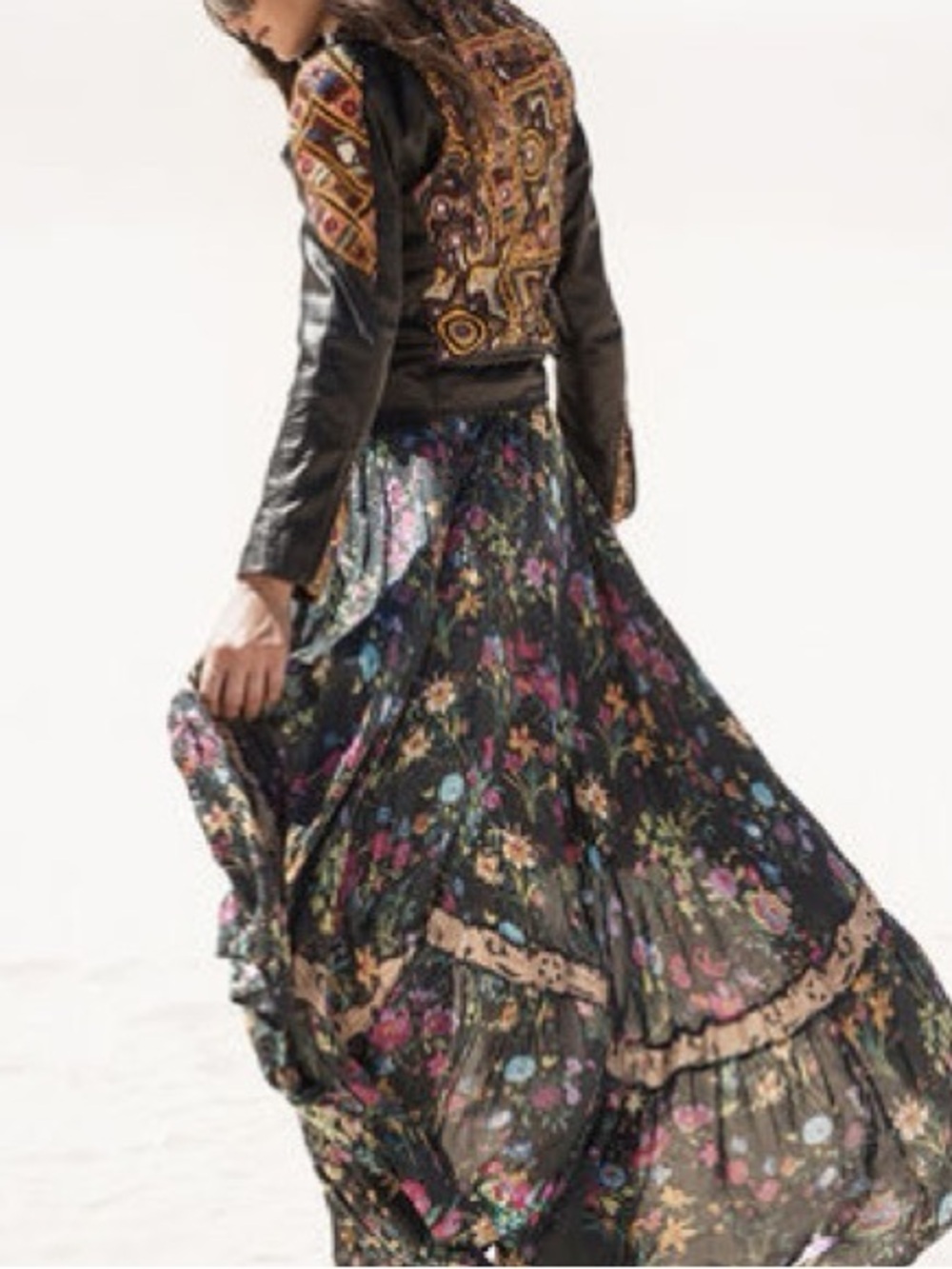 Spell and the gypsy gypsy queen castaway hi-lo black floral skirt - Picture 2 of 16